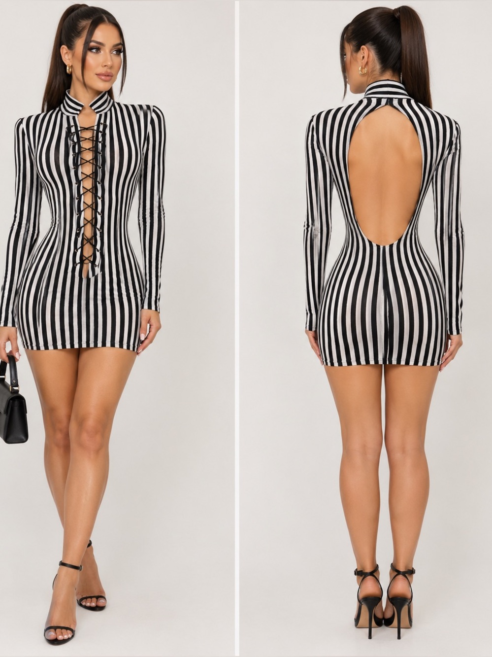 Guess Striped Mini Dress in Black & White Like New